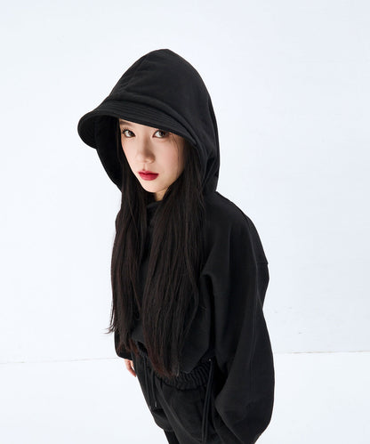 DUCKDIVE REVERSE BLOCK CAP CROP HOODIE