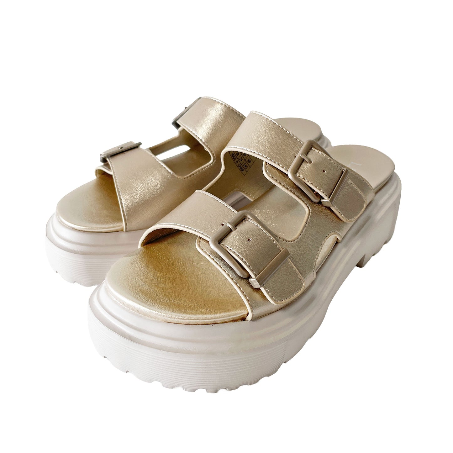 L.B.Evans 厚底 メタリックダブルベルトサンダルTYLER(テイラー) Style：LB2621